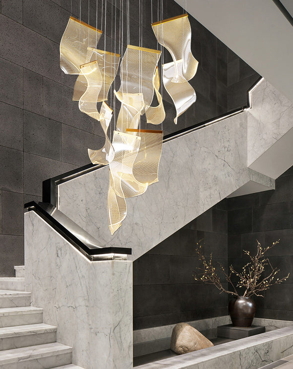 Modern Page Chandelier Large Acrylic Light Fixture for Staircase Living Room