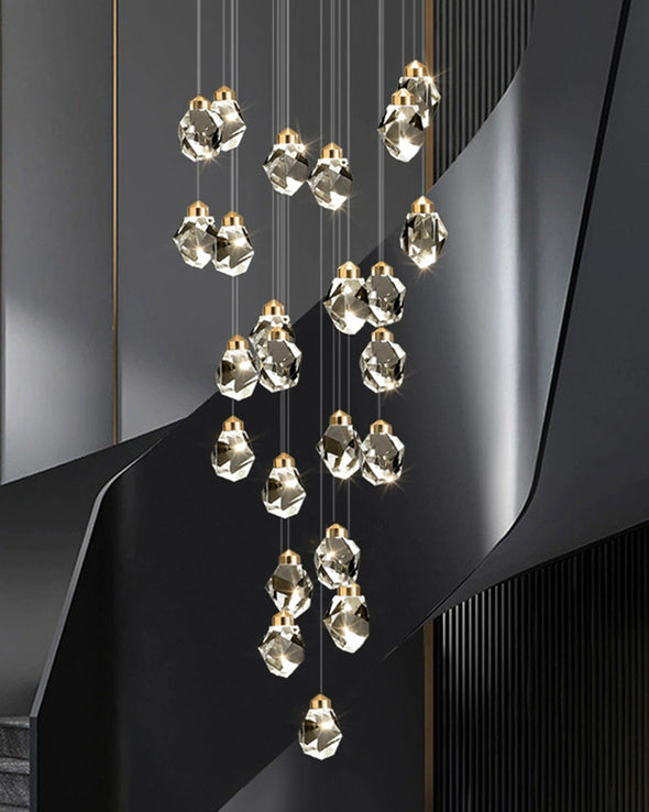 Modern Multi Crystal Chandelier Luxury Living Room Light Fixture for Staircase Foyer