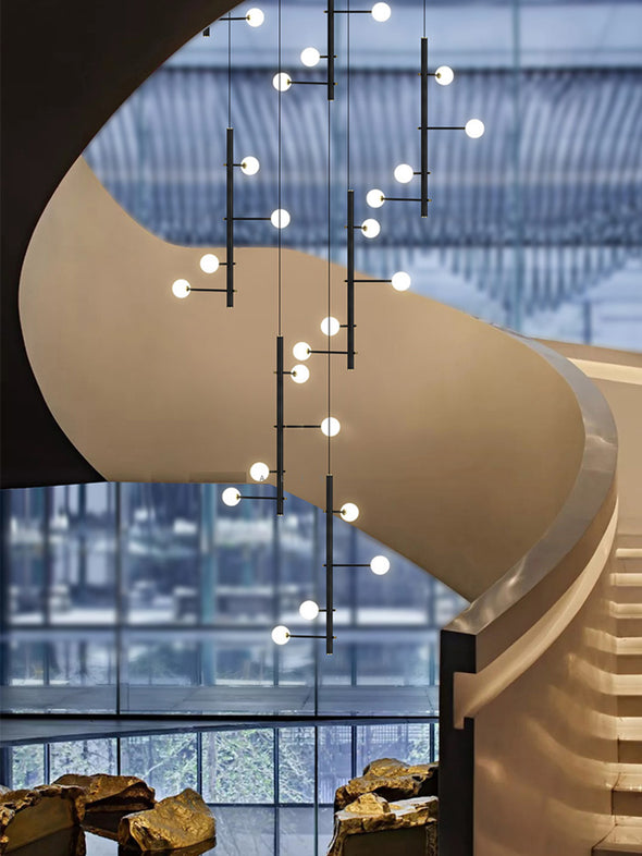 Nordic Small Ball Chandelier for Living Room Staircase Light Fixture