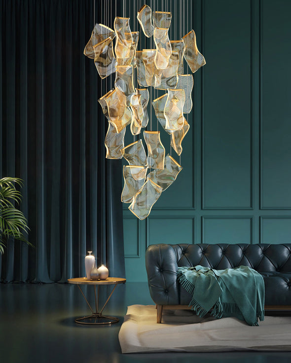 Modern Page Chandelier Large Acrylic Light Fixture for Staircase Living Room