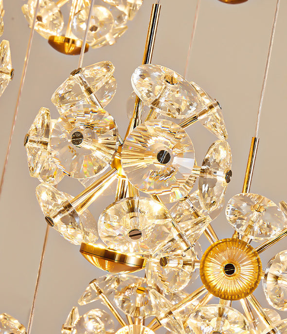 Modern Crystal Ball Chandelier Minimalist High Ceiling Pendant Light for Living Room Staircase