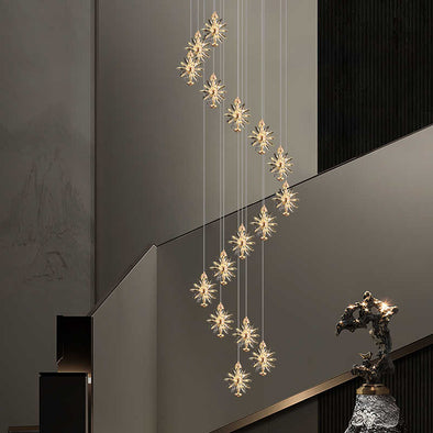 Luxury Snowflake Chandelier High Ceiling Light Fixture for Living Room Staircase