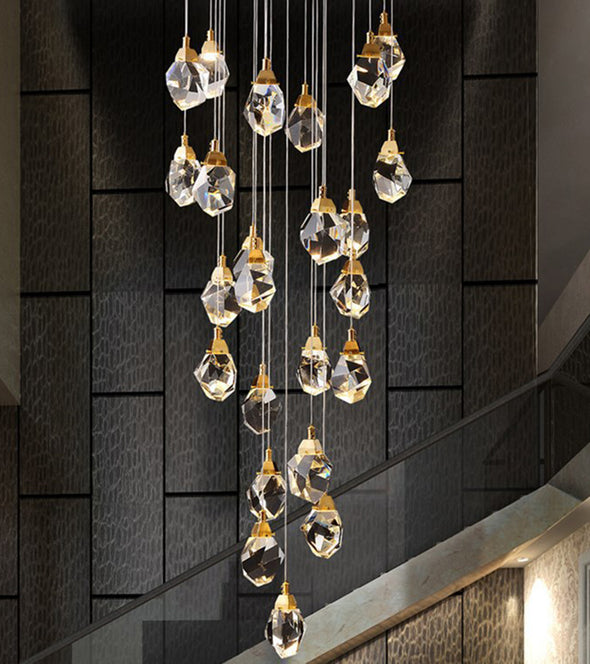 Modern Multi Crystal Chandelier Luxury Living Room Light Fixture for Staircase Foyer