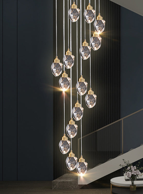 Modern Multi Crystal Chandelier Luxury Living Room Light Fixture for Staircase Foyer