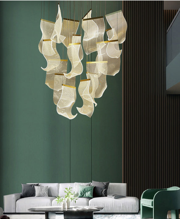 Modern Page Chandelier Large Acrylic Light Fixture for Staircase Living Room