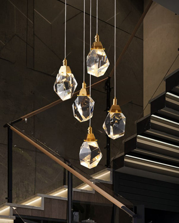 Modern Multi Crystal Chandelier Luxury Living Room Light Fixture for Staircase Foyer
