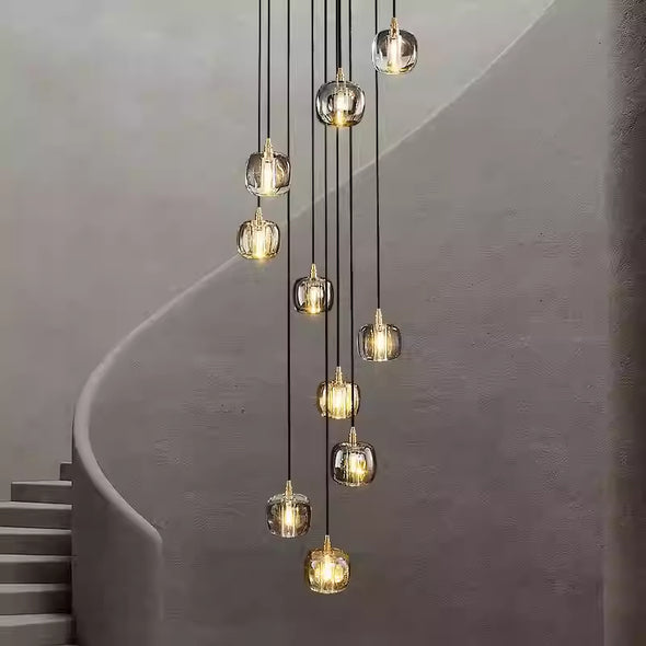 Crystal Pumpkin Chandelier for Living Room Staircase Lights Fixture