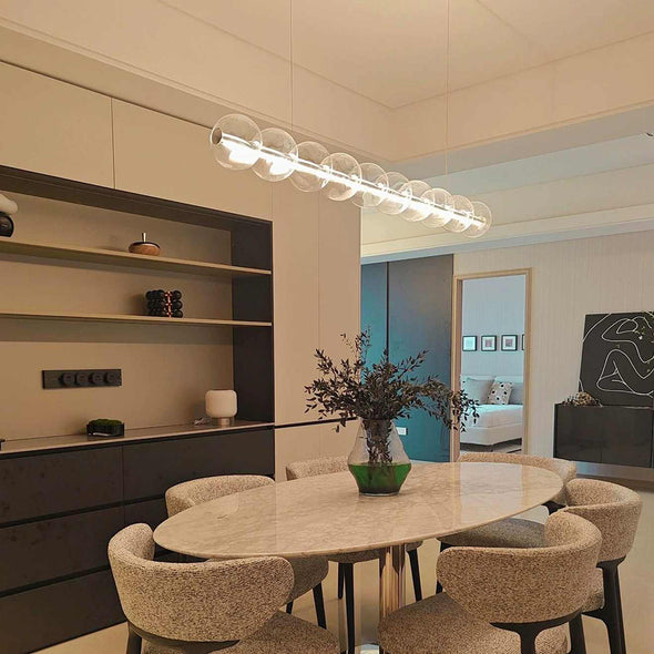 Postmodern Long Glass Chandelier for Living Dining Room Light Fixture