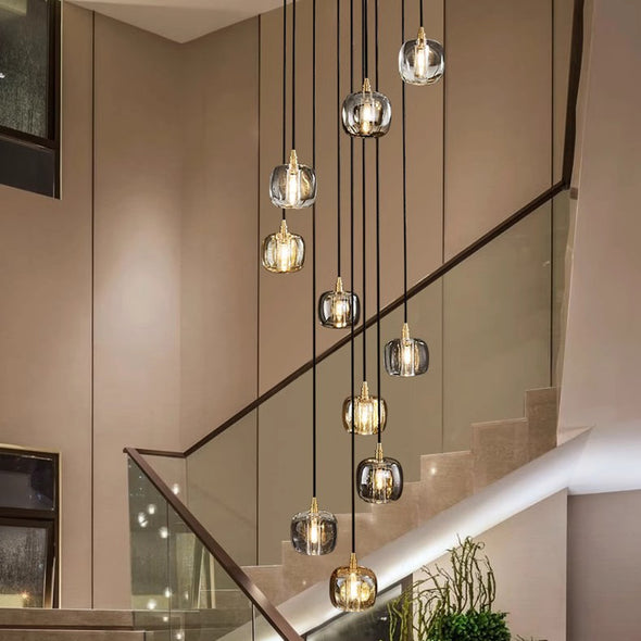 Crystal Pumpkin Chandelier for Living Room Staircase Lights Fixture