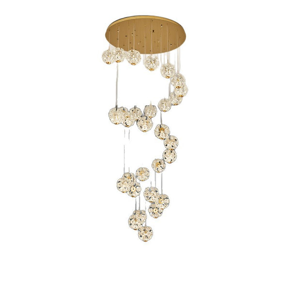 Modern Crystal Ball Chandelier Minimalist High Ceiling Pendant Light for Living Room Staircase