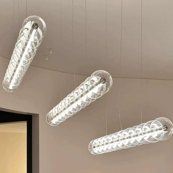 Postmodern Long Glass Chandelier for Living Dining Room Light Fixture