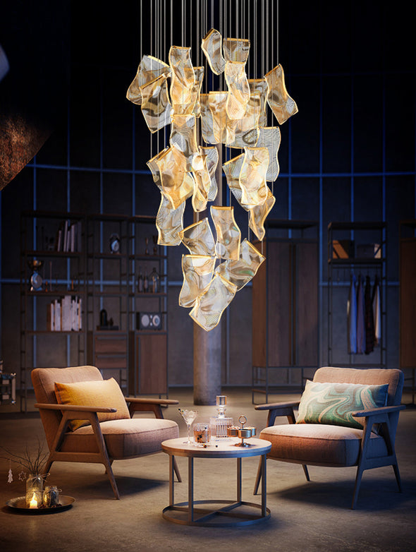 Modern Page Chandelier Large Acrylic Light Fixture for Staircase Living Room