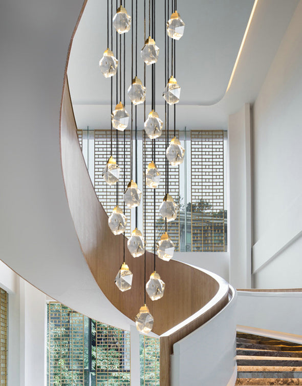Modern Multi Crystal Chandelier Luxury Living Room Light Fixture for Staircase Foyer