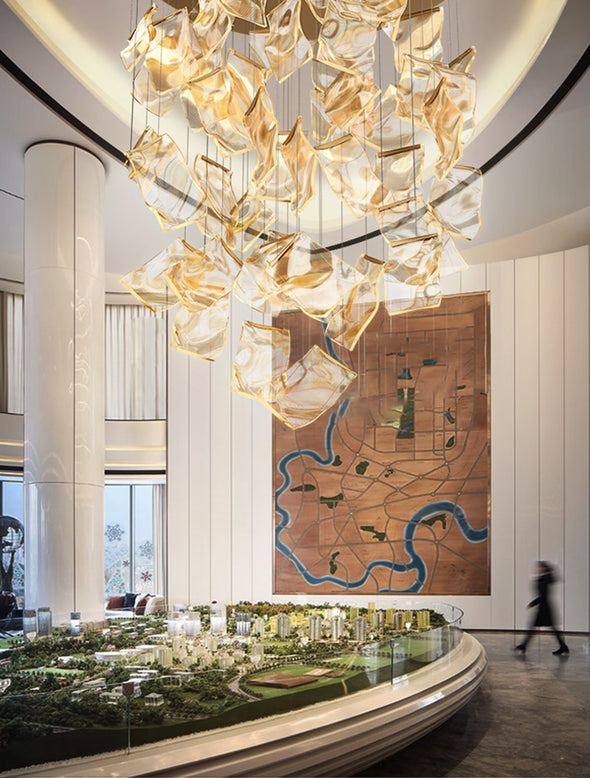 Modern Page Chandelier Large Acrylic Light Fixture for Staircase Living Room