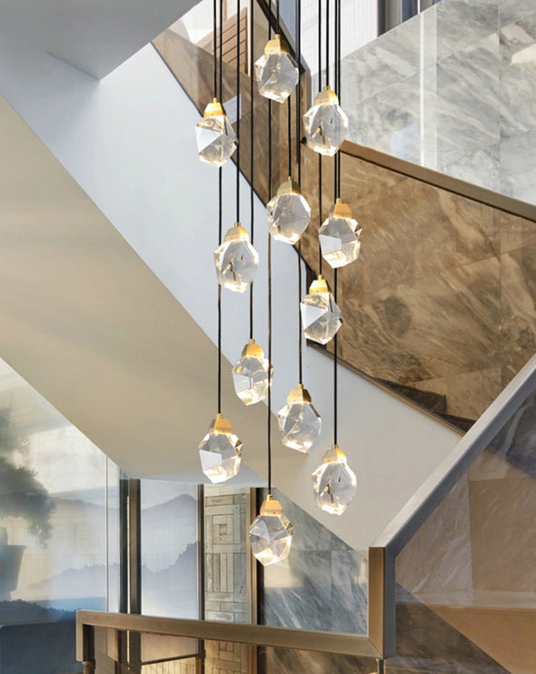 Modern Multi Crystal Chandelier Luxury Living Room Light Fixture for Staircase Foyer