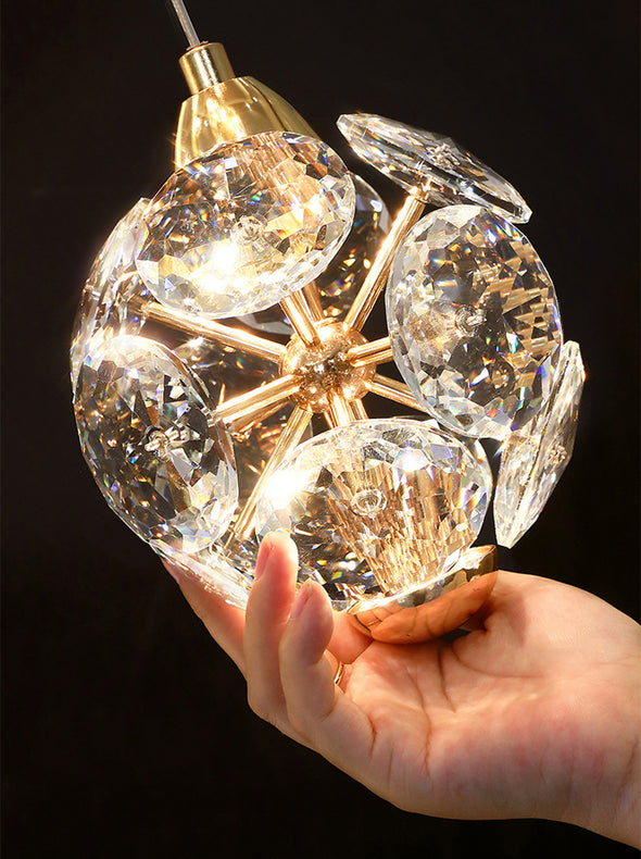 Modern Crystal Ball Chandelier Minimalist High Ceiling Pendant Light for Living Room Staircase