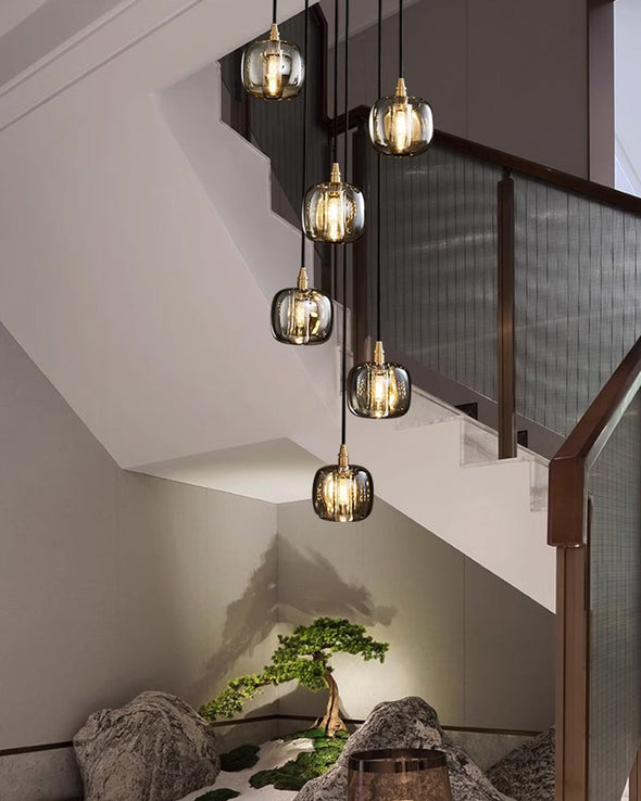 Crystal Pumpkin Chandelier for Living Room Staircase Lights Fixture