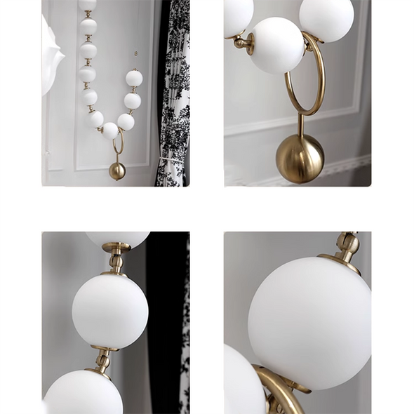 Modern Nordic Pearl Ball Chandelier LED Hanging Lamp for Living Room Staircase