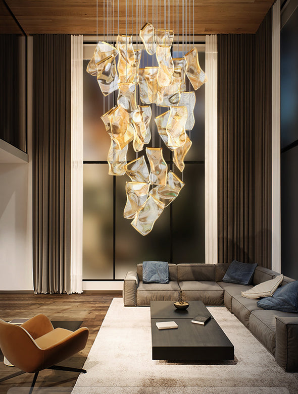 Modern Page Chandelier Large Acrylic Light Fixture for Staircase Living Room