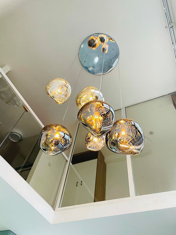 Postmodern Crystal Lava Chandelier Long Pendant Light for Living Room Staircase