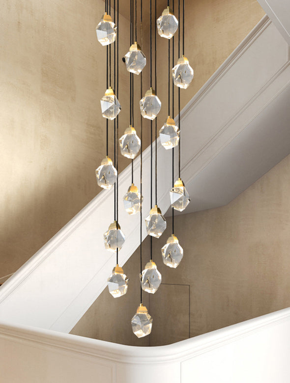 Modern Multi Crystal Chandelier Luxury Living Room Light Fixture for Staircase Foyer