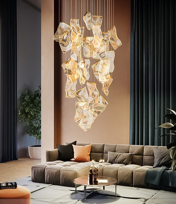 Modern Page Chandelier Large Acrylic Light Fixture for Staircase Living Room