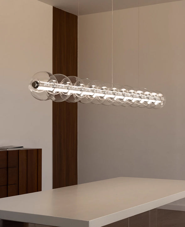 Postmodern Long Glass Chandelier for Living Dining Room Light Fixture