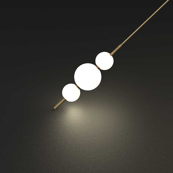 White Bead Chandelier Long Pendant Light for Staircase Living Room