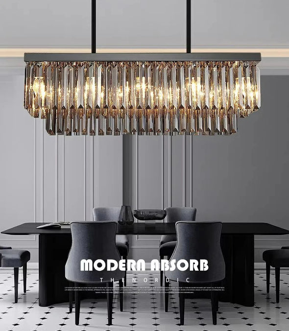 Crystal Square Chandelier Modern Hanging Pendant Lights for Staircase