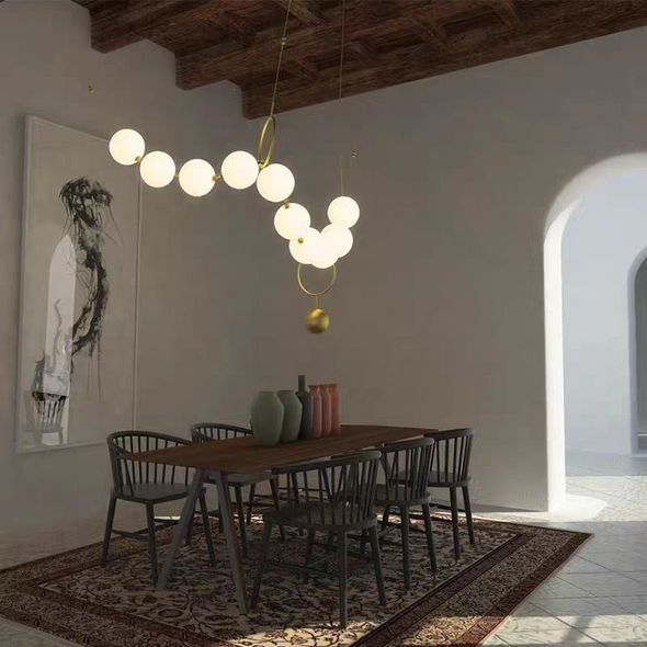 Modern Nordic Pearl Ball Chandelier LED Hanging Lamp for Living Room Staircase