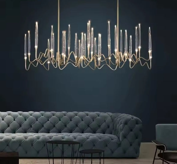 Crystal Candle Chandelier Modern Hanging Pendant Lights for Staircase Bedroom