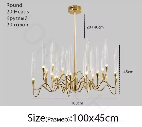 Crystal Candle Chandelier Modern Hanging Pendant Lights for Staircase Bedroom