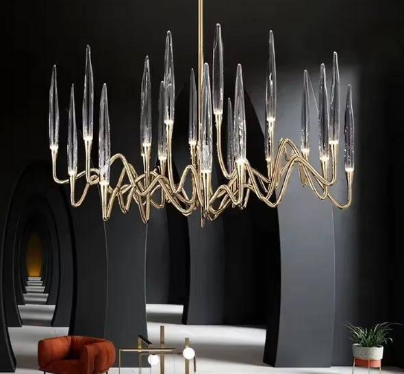 Crystal Candle Chandelier Modern Hanging Pendant Lights for Staircase Bedroom