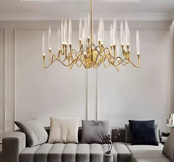 Crystal Candle Chandelier Modern Hanging Pendant Lights for Staircase Bedroom