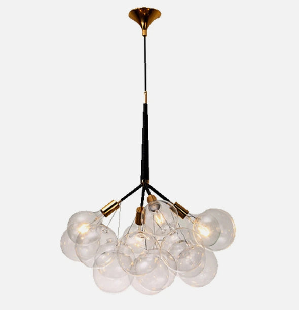 Glass Chandelier Modern Hanging Pendant Lights with Bulbs for Staircase Bedroom