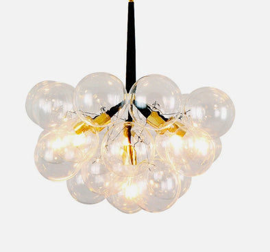 Glass Chandelier Modern Hanging Pendant Lights with Bulbs for Staircase Bedroom