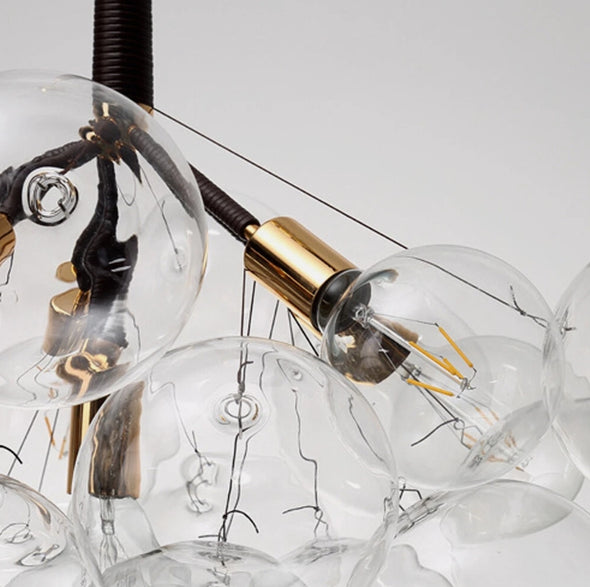 Glass Chandelier Modern Hanging Pendant Lights with Bulbs for Staircase Bedroom