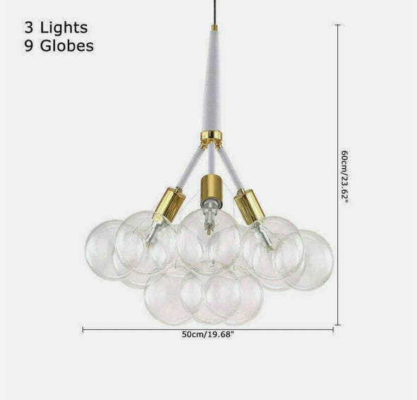 Glass Chandelier Modern Hanging Pendant Lights with Bulbs for Staircase Bedroom