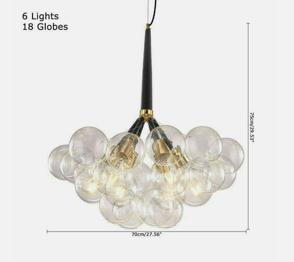 Glass Chandelier Modern Hanging Pendant Lights with Bulbs for Staircase Bedroom