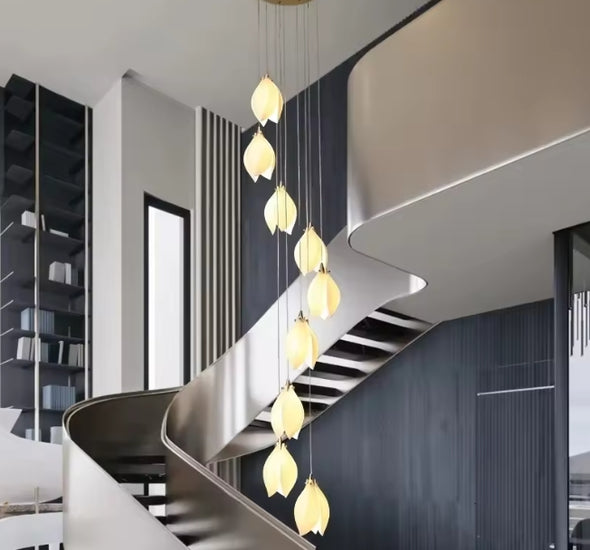Modern Nordic Metal Ceramic Chandelier Hanging Lamp with Bulbs for Bedroom Loft