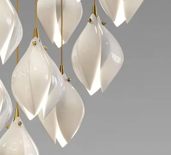 Modern Nordic Metal Ceramic Chandelier Hanging Lamp with Bulbs for Bedroom Loft