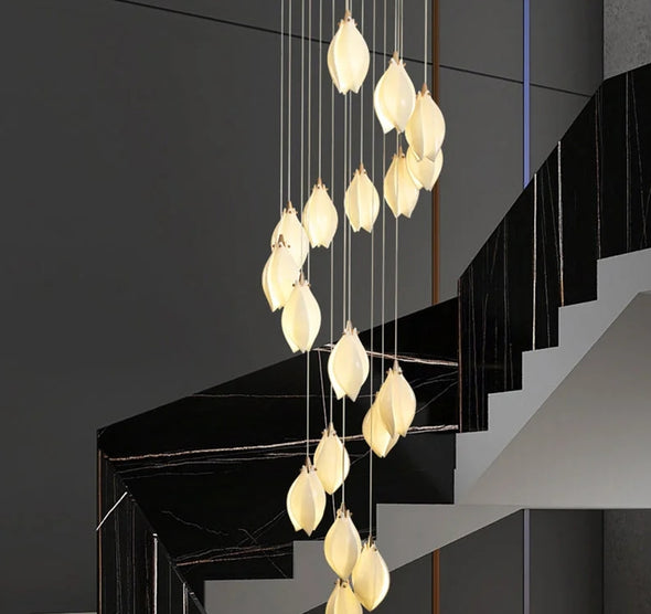 Modern Nordic Metal Ceramic Chandelier Hanging Lamp with Bulbs for Bedroom Loft