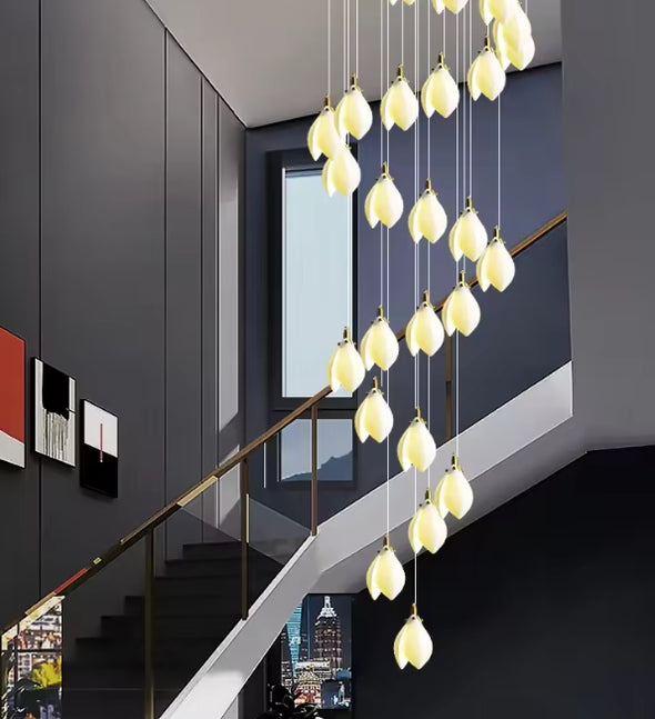 Modern Nordic Metal Ceramic Chandelier Hanging Lamp with Bulbs for Bedroom Loft