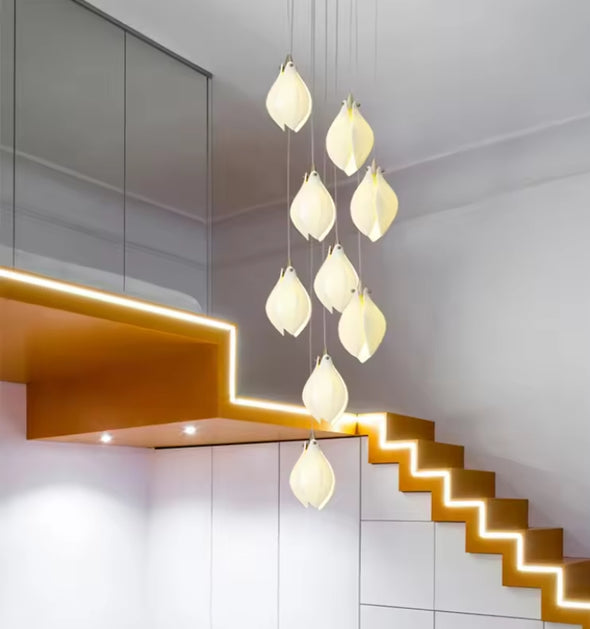 Modern Nordic Metal Ceramic Chandelier Hanging Lamp with Bulbs for Bedroom Loft