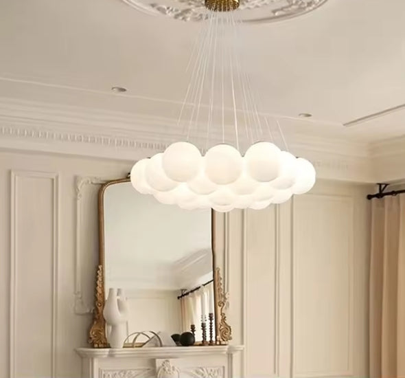 Glass Chandelier Modern Pearl Ball LED Hanging Pendant Lights for Home