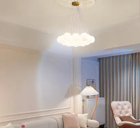 Glass Chandelier Modern Pearl Ball LED Hanging Pendant Lights for Home