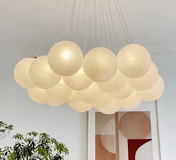Glass Chandelier Modern Pearl Ball LED Hanging Pendant Lights for Home