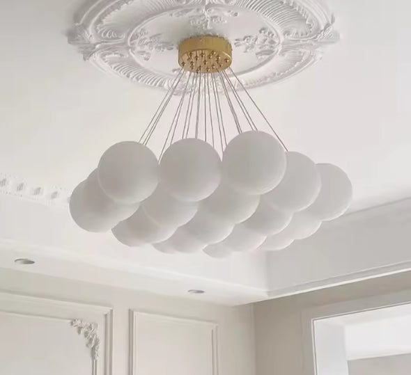 Glass Chandelier Modern Pearl Ball LED Hanging Pendant Lights for Home