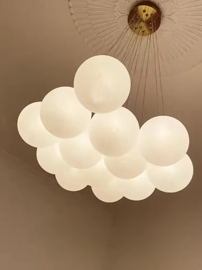 Glass Chandelier Modern Pearl Ball LED Hanging Pendant Lights for Home