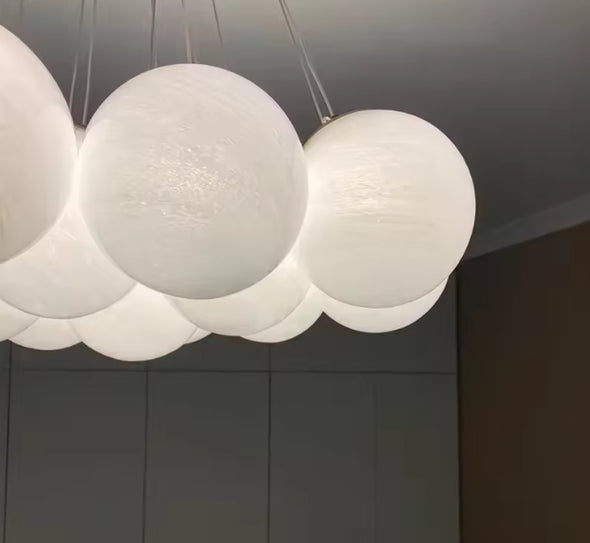 Glass Chandelier Modern Pearl Ball LED Hanging Pendant Lights for Home